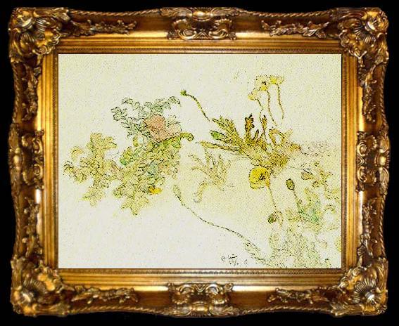 framed  Carl Larsson blommor- nyponros och backsippor, ta009-2
